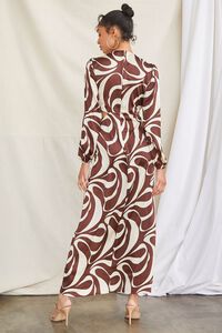 BROWN/MULTI Satin Abstract Print Maxi Dress, image 3