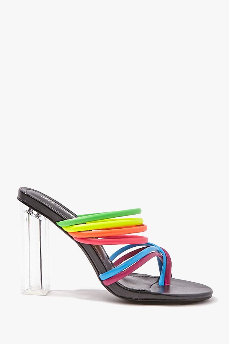 rainbow block heels