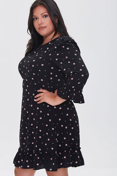 BLACK/MULTI Plus Size Recycled Ditsy Floral Dress, image 2
