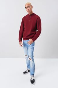 RED Marled Knit Half-Zip Sweater, image 5
