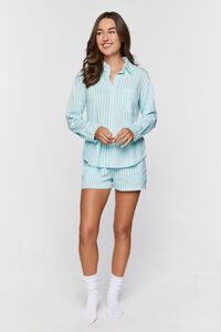 POWDER BLUE/WHITE Striped Button-Front Pajama Shorts, image 5