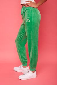 GREEN/SILVER Rhinestone Juicy Couture Velour Joggers, image 3