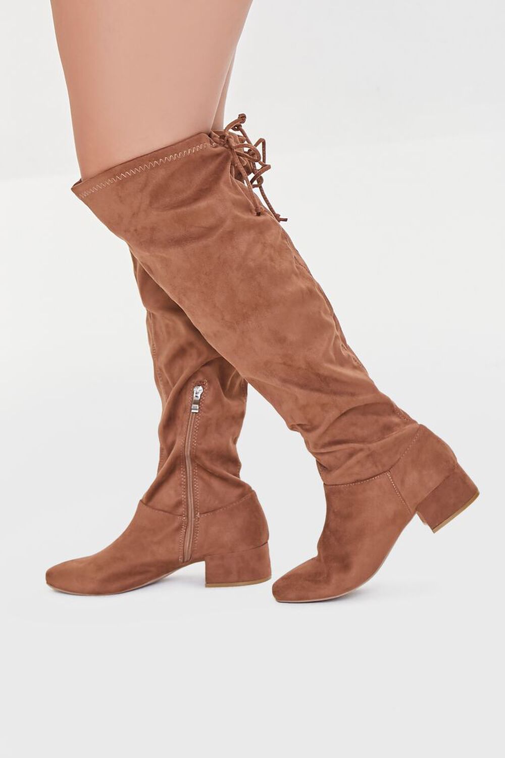 BROWN Knee-High Faux Suede Boots (Wide), image 1
