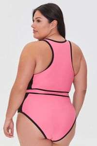 PINK Plus Size Zip-Up One-Piece Swimsuit, image 3