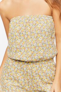 GREEN/MULTI Ditsy Floral Print Strapless Romper, image 5