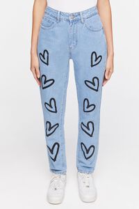 MEDIUM DENIM/BLACK Heart Graphic High-Rise Jeans, image 2