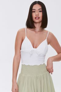 WHITE Ribbed Cropped Cami, image 1