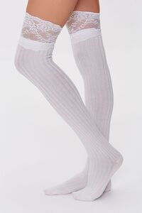 Lace-Trim Thigh-High Socks, image 1