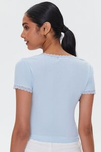 SKY BLUE Lace-Trim Cropped Tee, image 3