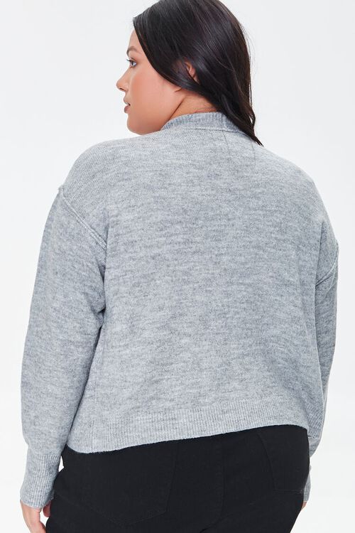 HEATHER GREY Plus Size Cropped Cardigan Sweater, image 3