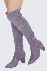GREY Faux Suede Over-the-Knee Boots, image 1