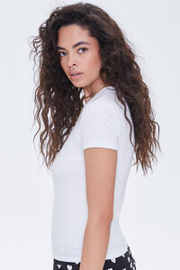 WHITE Ribbed Knit Tee, image 2