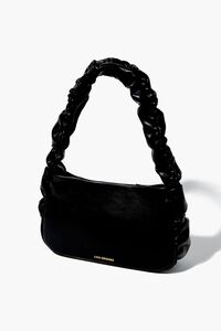BLACK Ruched Faux Leather Bag, image 2