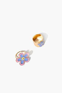 PURPLE/GOLD Flower Ring Set, image 2