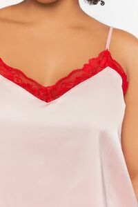 PINK/RED Plus Size Lace-Trim Cami & Shorts Pajama Set, image 5