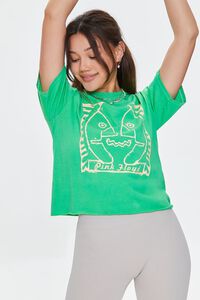 GREEN/MULTI Cropped Pink Floyd Graphic Tee, image 1