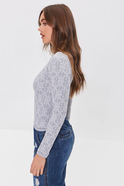 HEATHER GREY Embroidered Floral Seamless Top, image 2