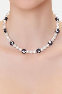 BLACK/WHITE Yin Yang Beaded Necklace, image 1