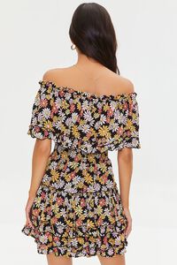 BLACK/MULTI Floral Print Off-the-Shoulder Dress, image 3