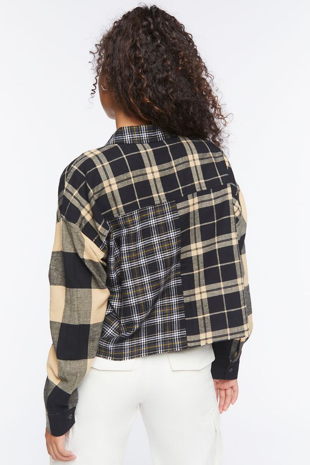 TAUPE/MULTI Reworked Mixed Plaid Flannel Shirt, image 3