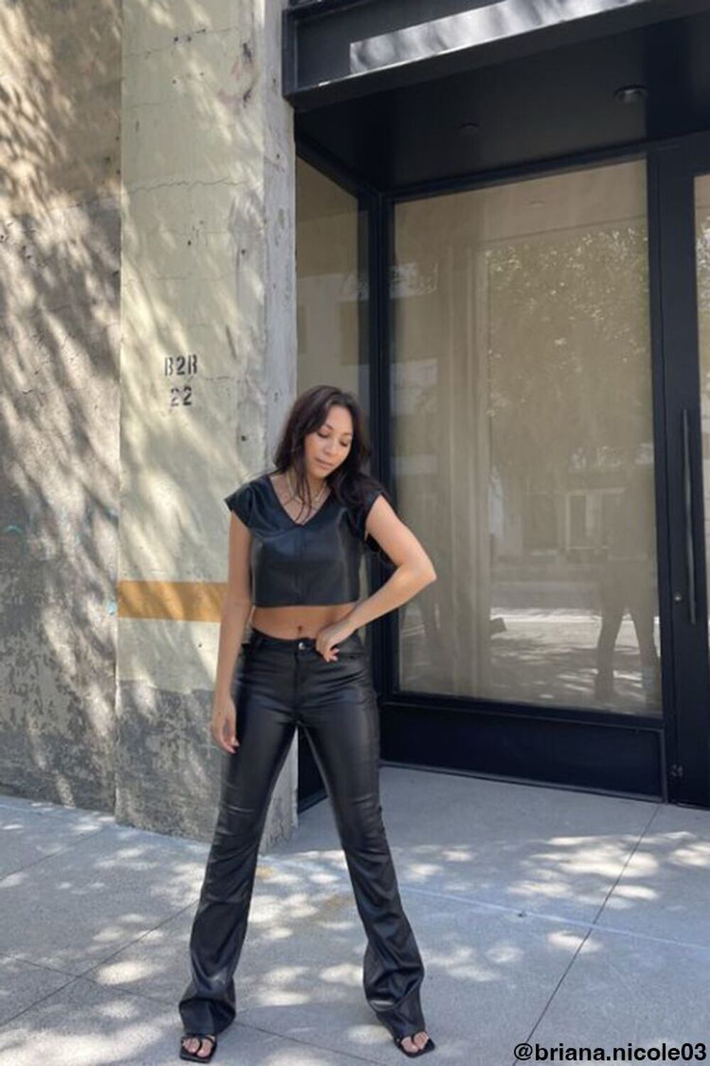 Faux Leather Flare Pants, image 1