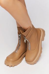 NUDE Zip-Front Faux Leather Booties, image 1