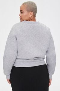 GREY Plus Size Fleece Crew Neck Sweatshirt, image 3