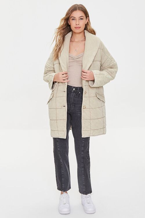 TAN Quilted Longline Jacket, image 4