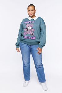 Plus Size Teddy Bear Graphic Combo Pullover, image 4