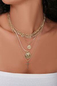 Upcycled Cross Pendant Layered Necklace, image 1