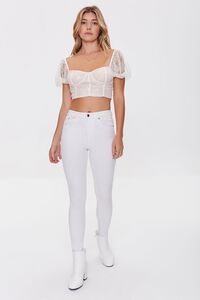 CREAM Lace Sweetheart Crop Top, image 4