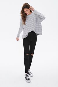 HEATHER GREY/WHITE Striped Drop-Sleeve Top, image 4