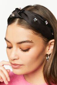 BLACK/MULTI Butterfly Embellished Knotted Headband, image 2