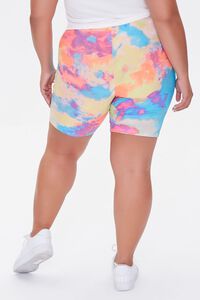 NEON PINK/MULTI Plus Size Tie-Dye Biker Shorts, image 4