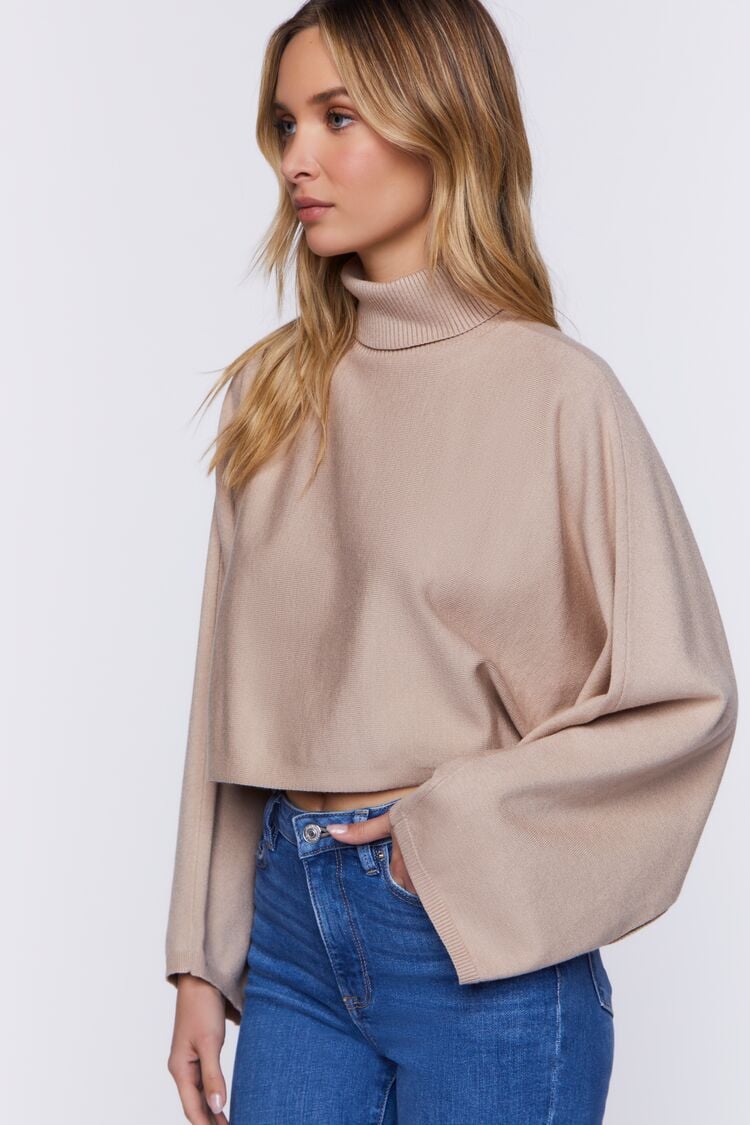 Turtleneck Dolman-Sleeve Sweater