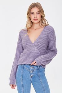 Purl Knit Surplice Sweater