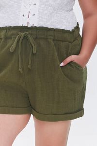 OLIVE Plus Size Textured Drawstring Shorts, image 5
