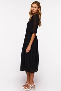 BLACK Smocked Chiffon Peasant-Sleeve Dress, image 2