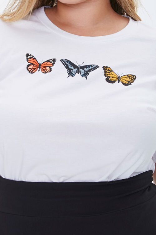 WHITE Plus Size Butterfly Graphic Tee, image 5