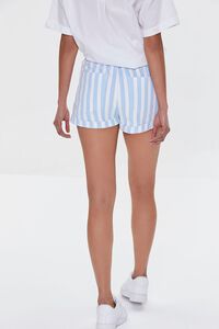 SKY BLUE/WHITE Striped Drawstring Twill Shorts, image 4