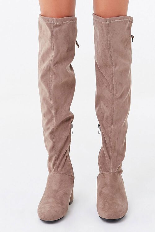 TAUPE Faux Suede Over-the-Knee Boots, image 2