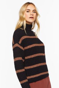 BLACK/BROWN Chunky Striped Turtleneck Sweater, image 2
