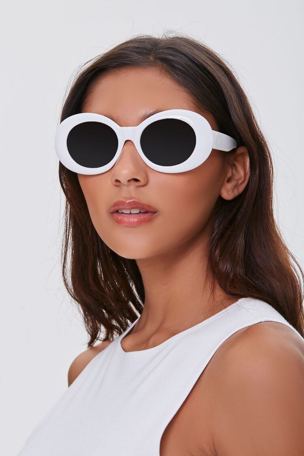 WHITE Round Tinted Sunglasses, image 1