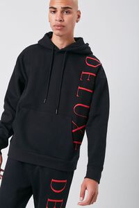 BLACK/RED Embroidered Deluxe Fleece Hoodie, image 1