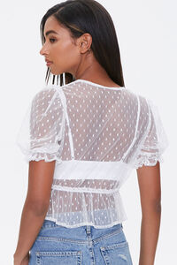 IVORY Sheer Dotted Mesh Crop Top, image 3