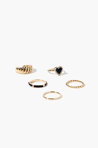 BLACK/GOLD Heart Ring Set, image 2