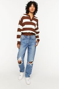 BROWN/CREAM Striped Collared Sweater, image 4