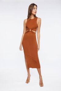 BROWN Asymmetrical Cutout Maxi Dress, image 1
