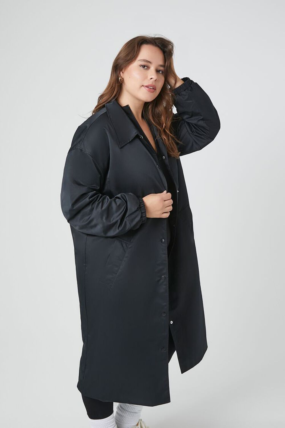 tørst Vice Stirre Plus Size Button-Front Trench Coat