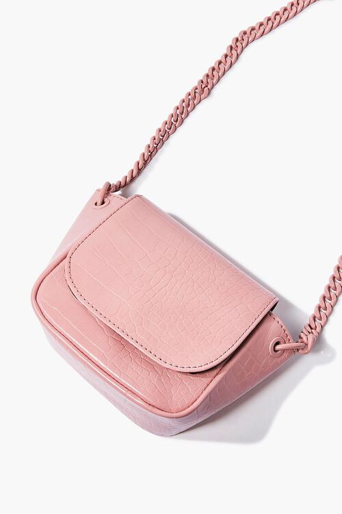 PINK Faux Croc Leather Crossbody Bag, image 4